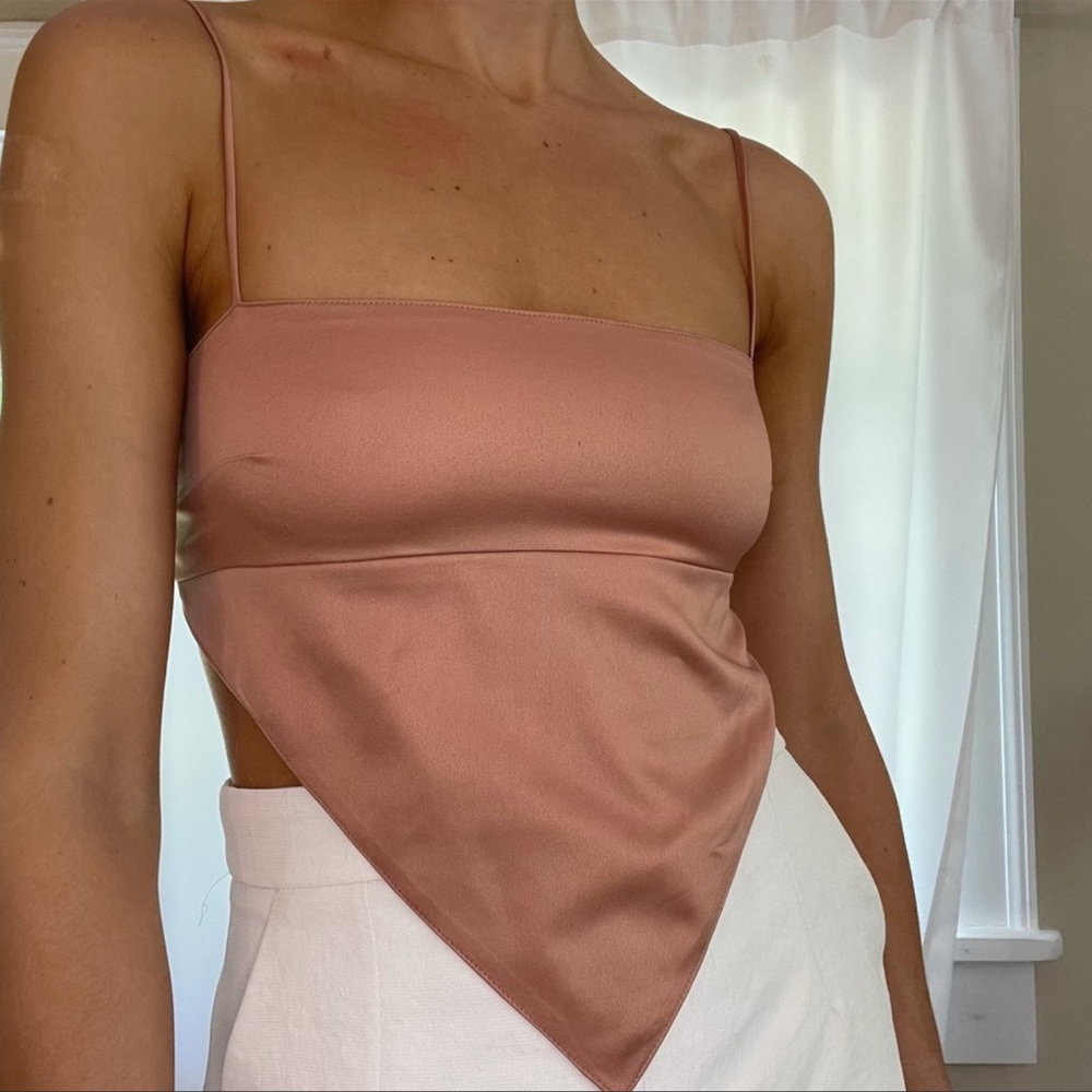 Danielle Bernstein weworewhat Cropped Handkerchief satin Tank